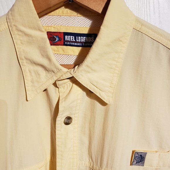 Men's Performance Clothing Sports Fishing Shirt Yellow Med in Mint Condition - Picture 3 of 6